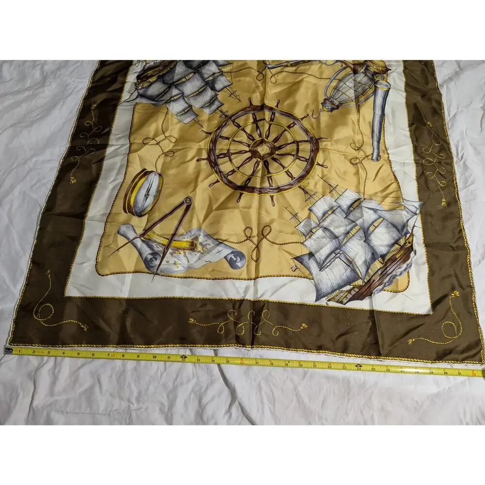 Gianantonio Silk Scarf Vintage Made in Italy Boats Ship Nautical Lantern Compass